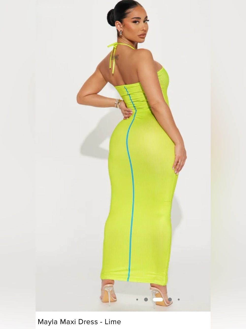 Fashion Nova Neon Yellow One-Shoulder Dress with Teal Zip Detail